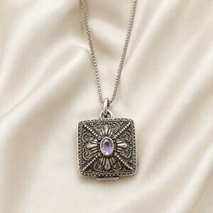 Olivia Rodrigo 925 Sterling Silver Amethyst Locket